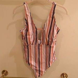 Cupshe 1 piece, brown, orange, 🍑 vertical stripe